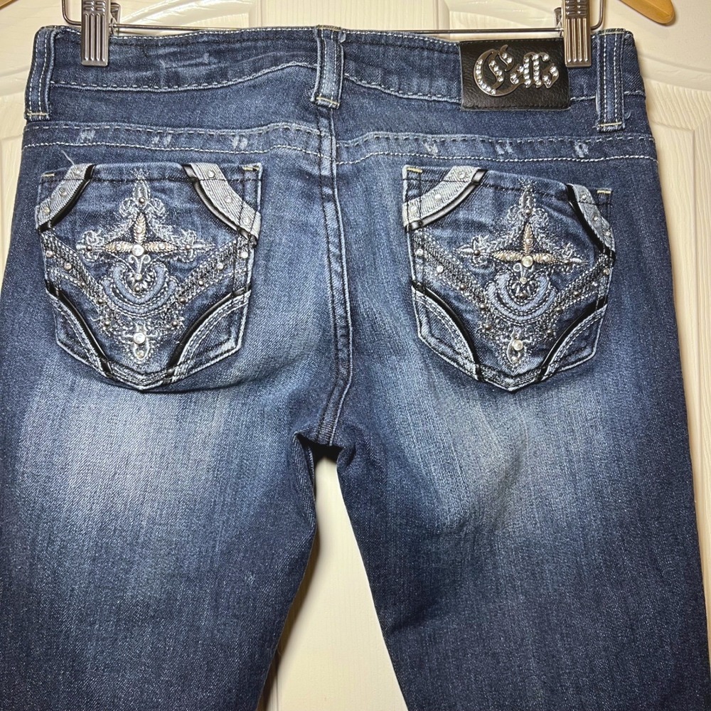 Y2K Low‎ Rise bootcut Size 5 Cello jeans Rhinestone Embellished pockets